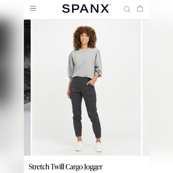 SPANX Stretch Twill Cargo Jogger, "washed black", small - Picture 5 of 7